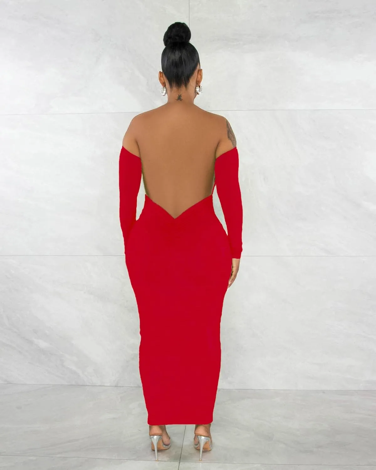 Womens Long Sleeve Off The Shoulder Maxi Dress Sexy Bodycon Midi Dresses Club Outfits