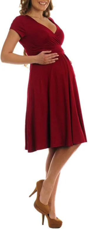 Women's Maternity Jersey Flare Baby Shower Short Sleeves Dress