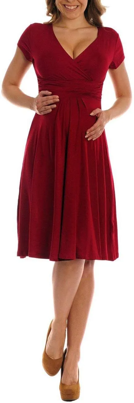 Women's Maternity Jersey Flare Baby Shower Short Sleeves Dress