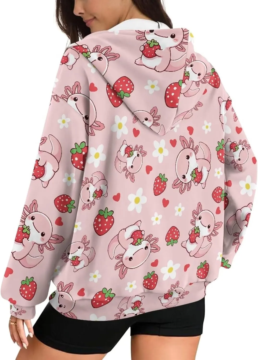 Womens Oversized Hoodies Custom Full Zip Hooded Sweatshirt with Pockets Ladies Long Sleeve Comfy Coat Top with Hood
