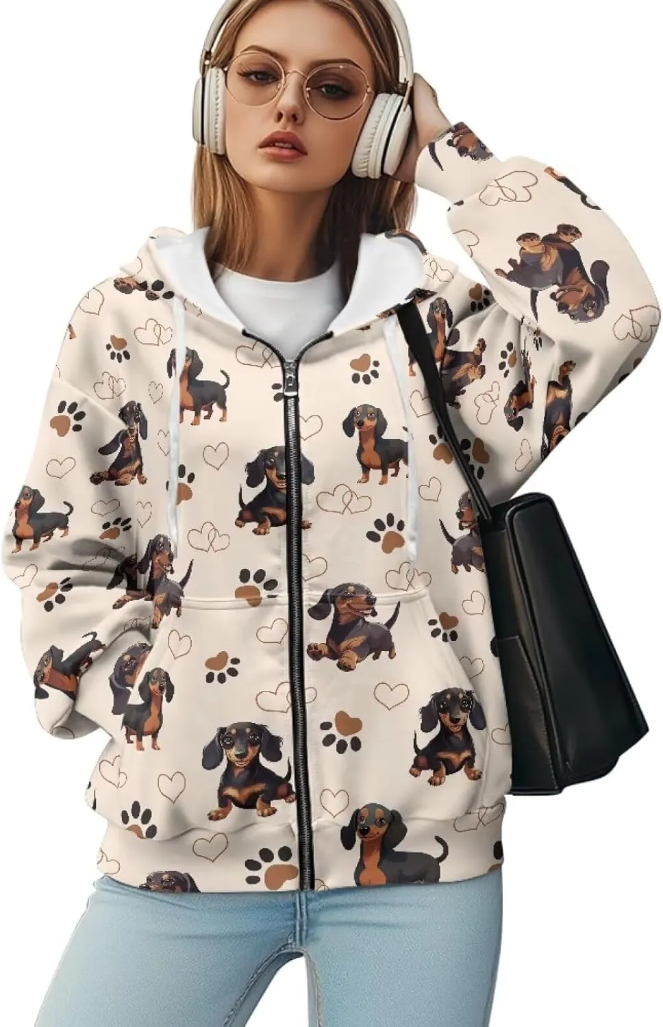 Womens Oversized Hoodies Custom Full Zip Hooded Sweatshirt with Pockets Ladies Long Sleeve Comfy Coat Top with Hood