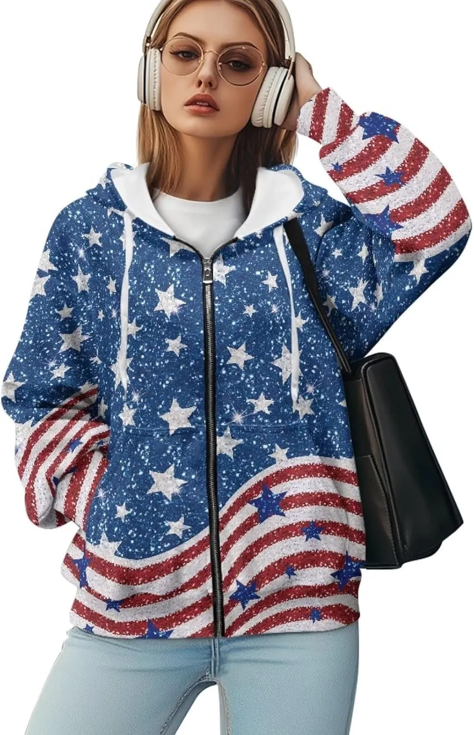 Womens Oversized Hoodies Custom Full Zip Hooded Sweatshirt with Pockets Ladies Long Sleeve Comfy Coat Top with Hood