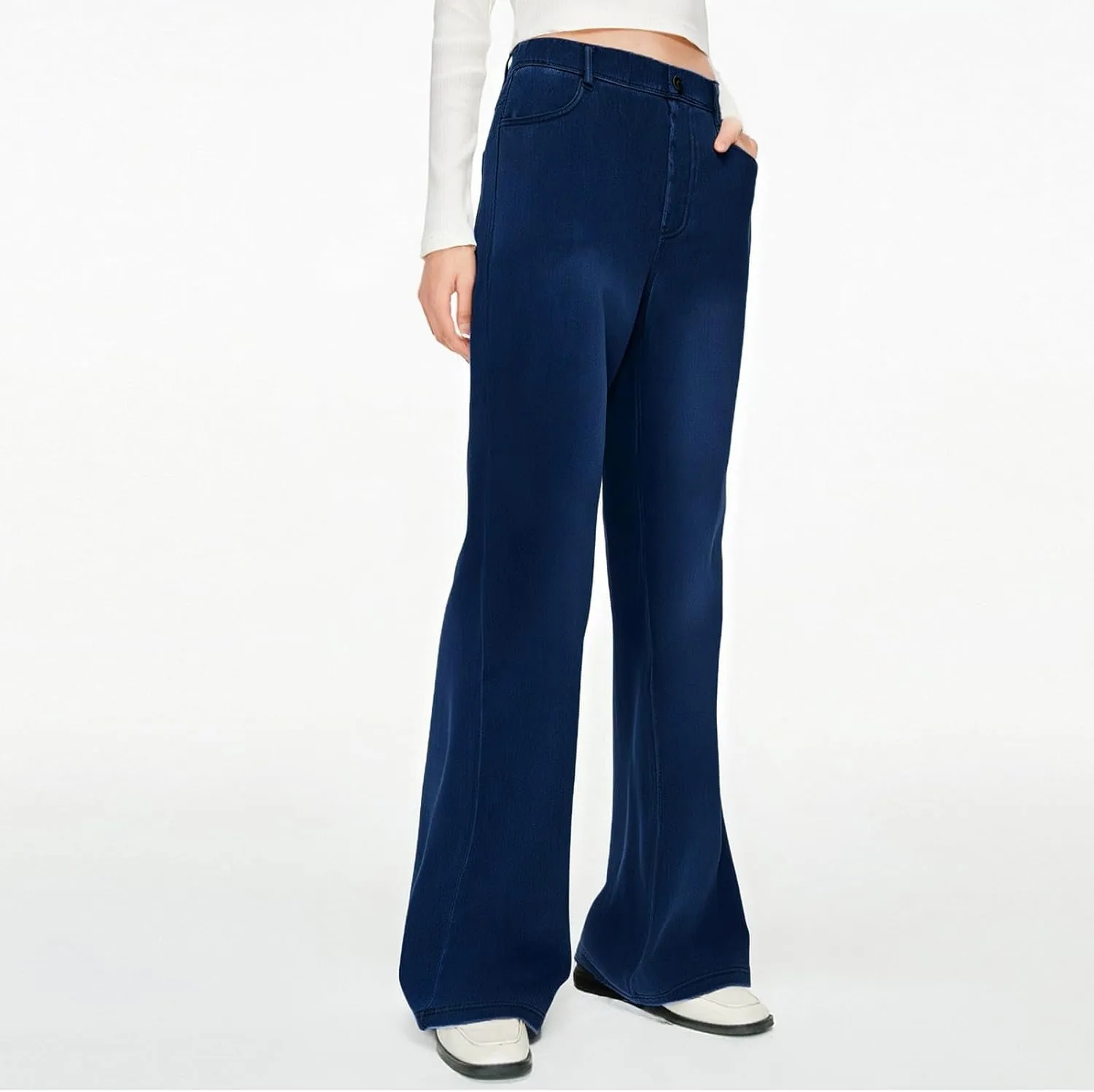 Women's Pants, Stretchy Jeans High Waisted Sweatpants Wide Leg Denim Pants That