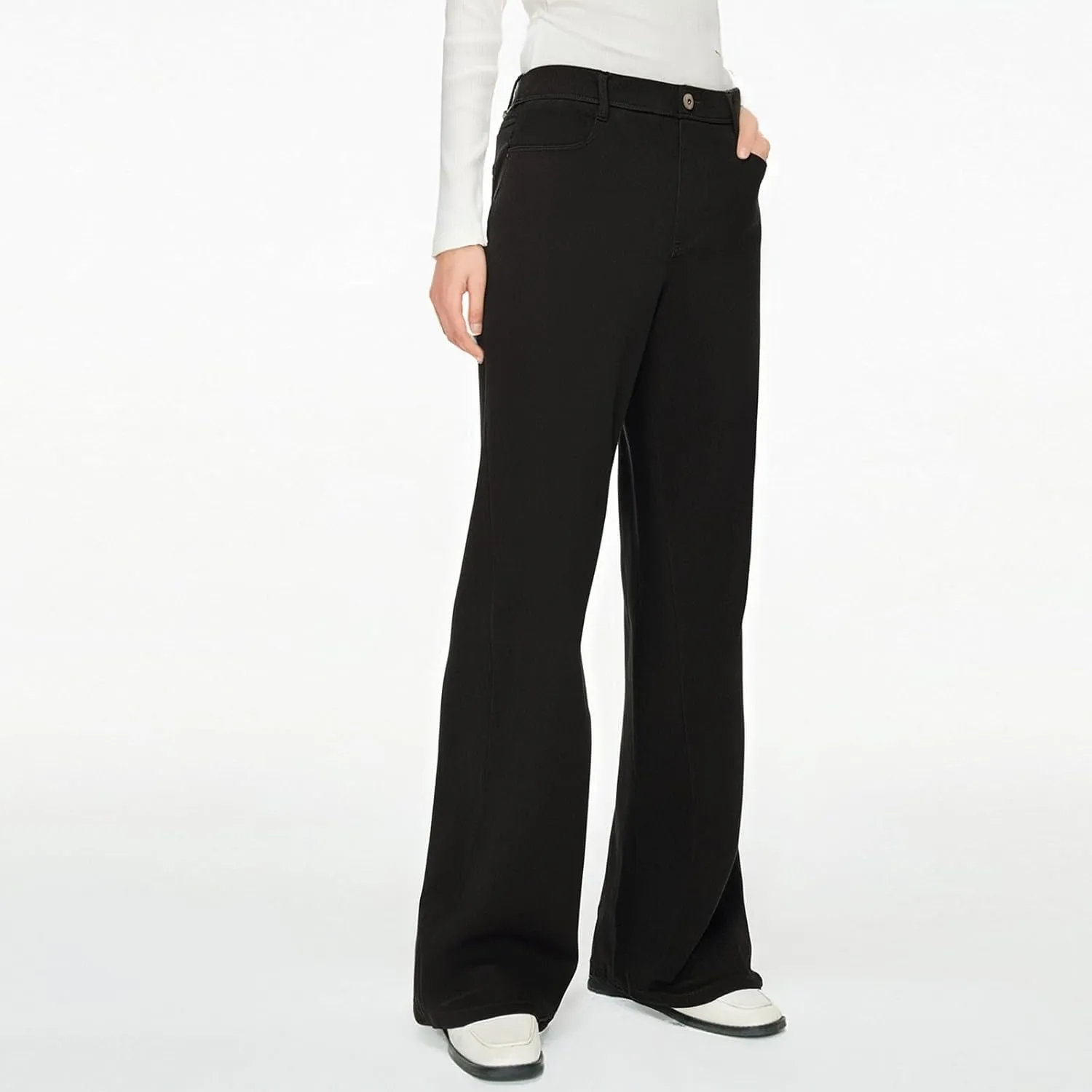 Women's Pants, Stretchy Jeans High Waisted Sweatpants Wide Leg Denim Pants That