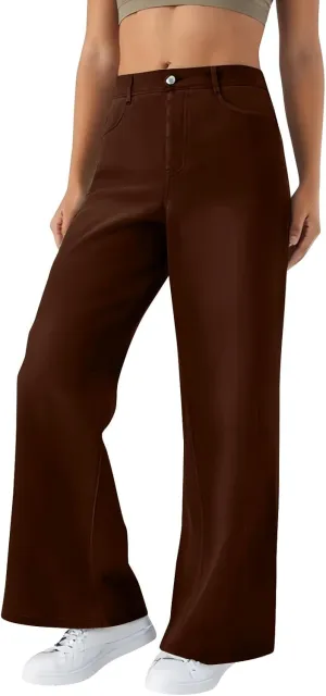 Women's Pants, Stretchy Jeans High Waisted Sweatpants Wide Leg Denim Pants That