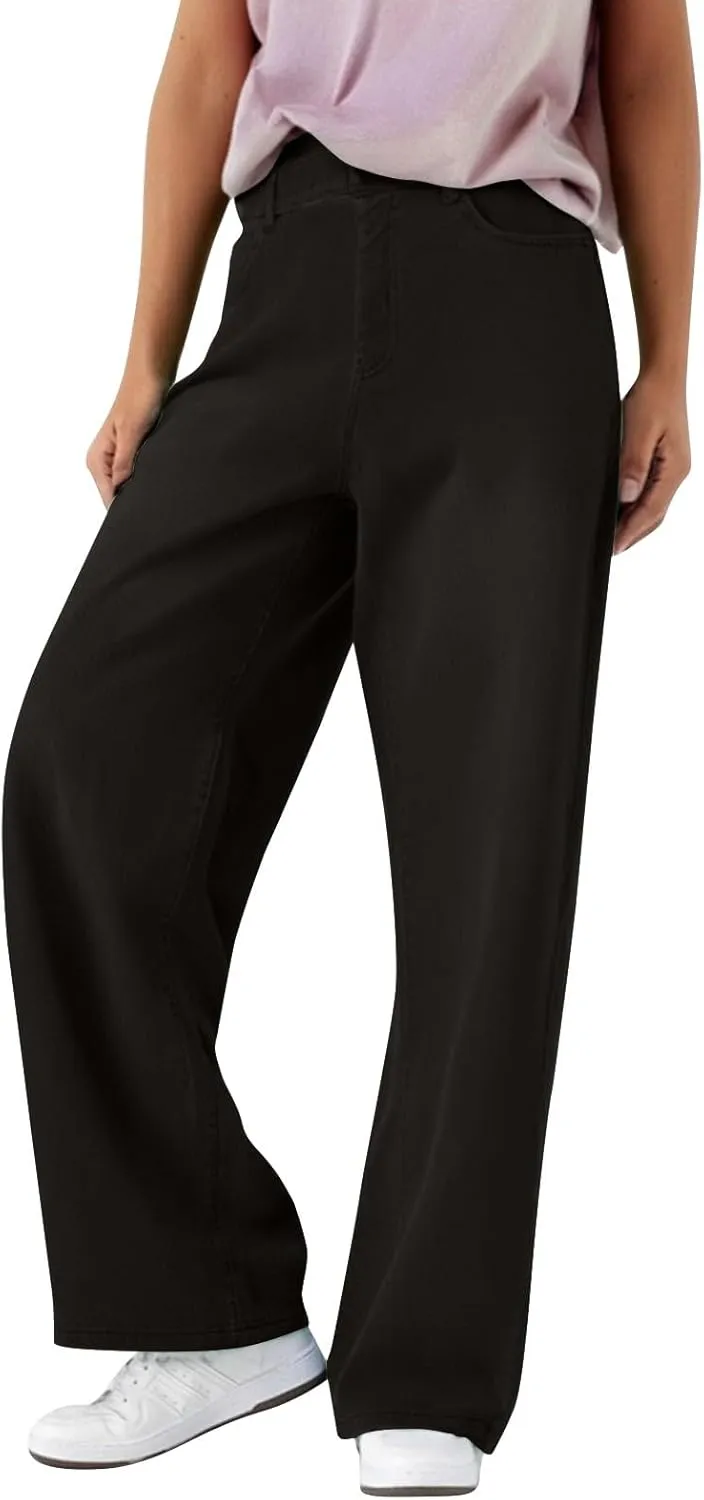Women's Pants, Stretchy Jeans High Waisted Sweatpants Wide Leg Denim Pants That