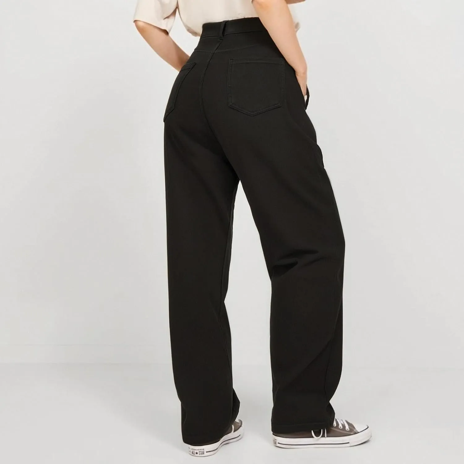 Women's Pants, Stretchy Jeans High Waisted Sweatpants Wide Leg Denim Pants That