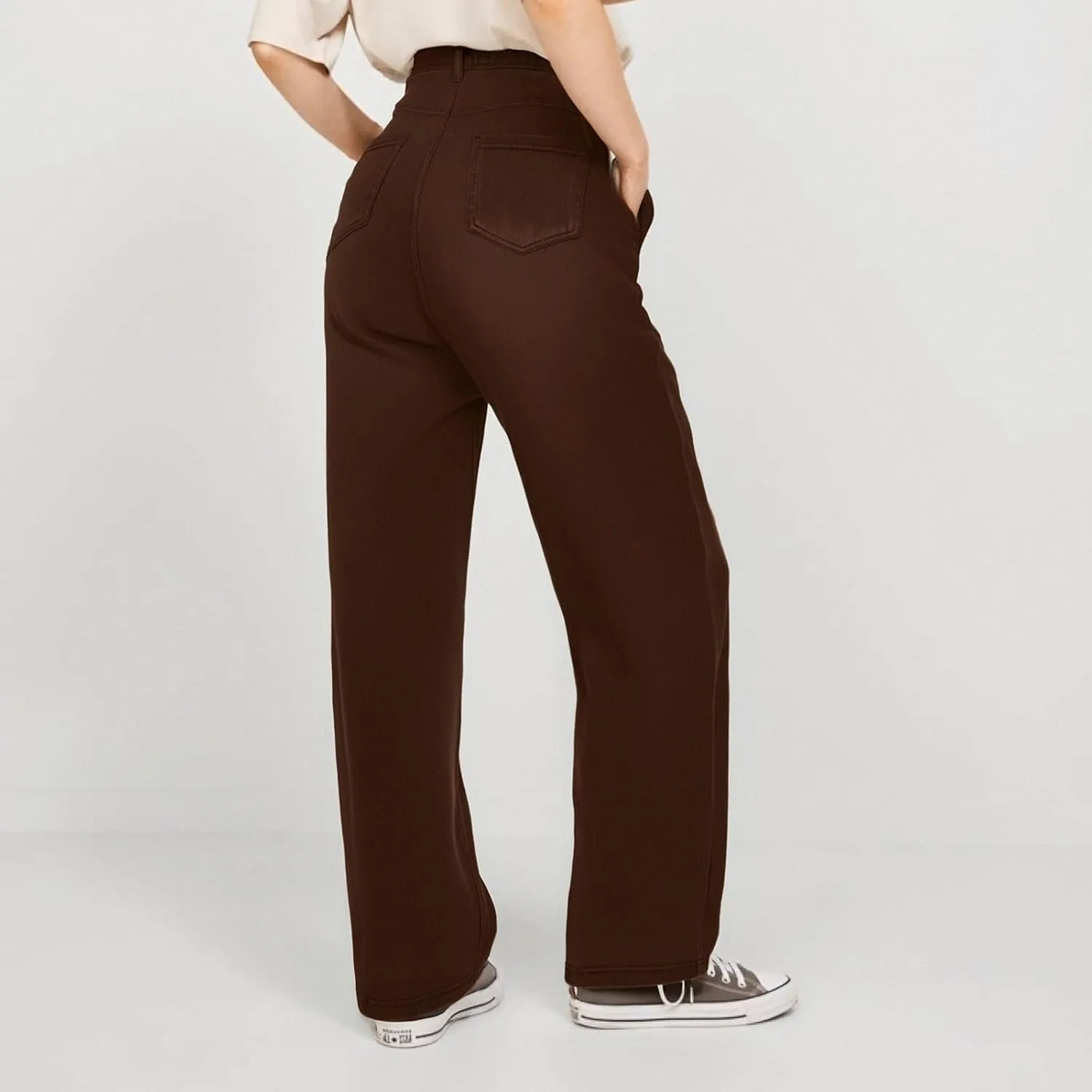 Women's Pants, Stretchy Jeans High Waisted Sweatpants Wide Leg Denim Pants That