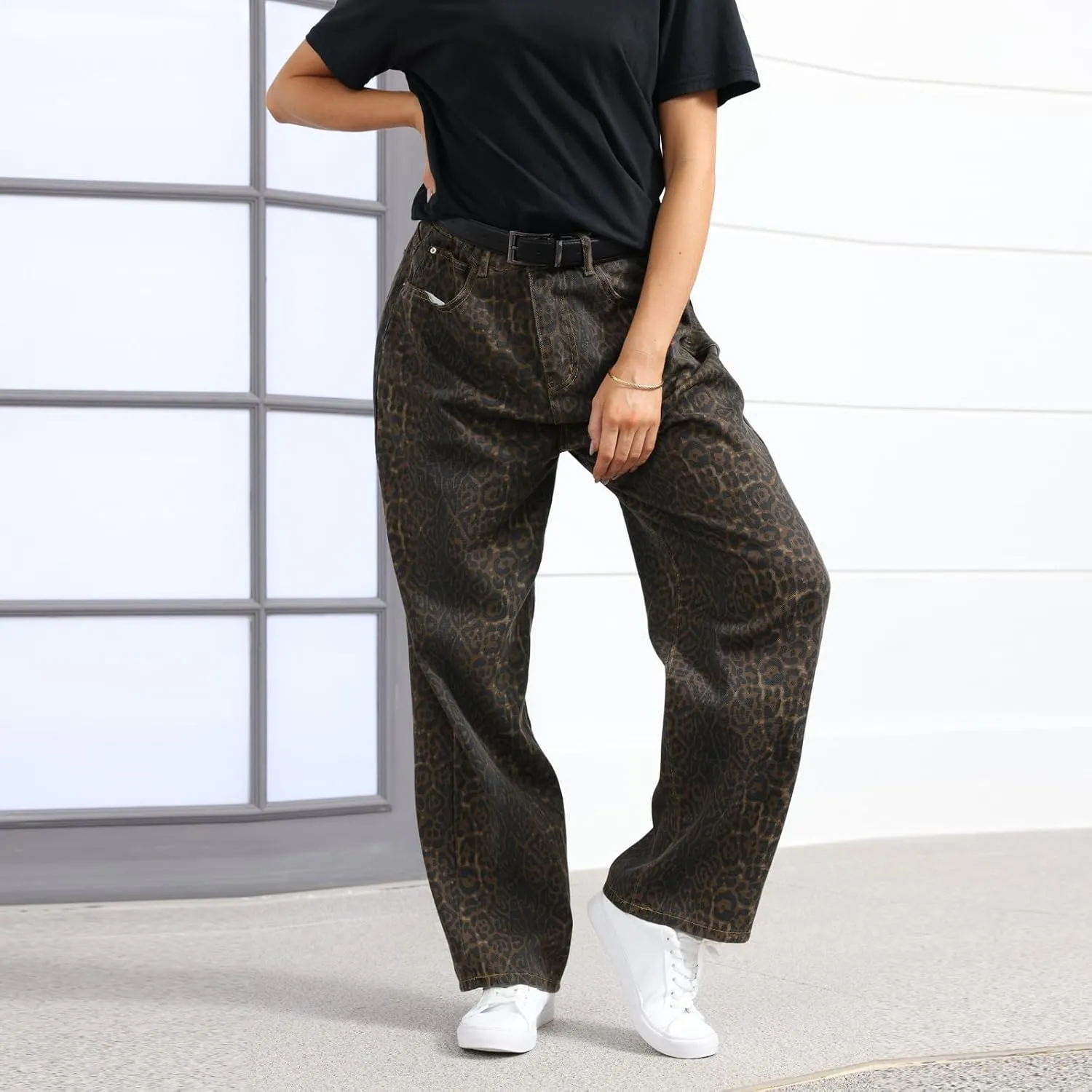 Women's Pants Sweatpants High Waisted Wide Leg Denim Pants Jeans Straight with