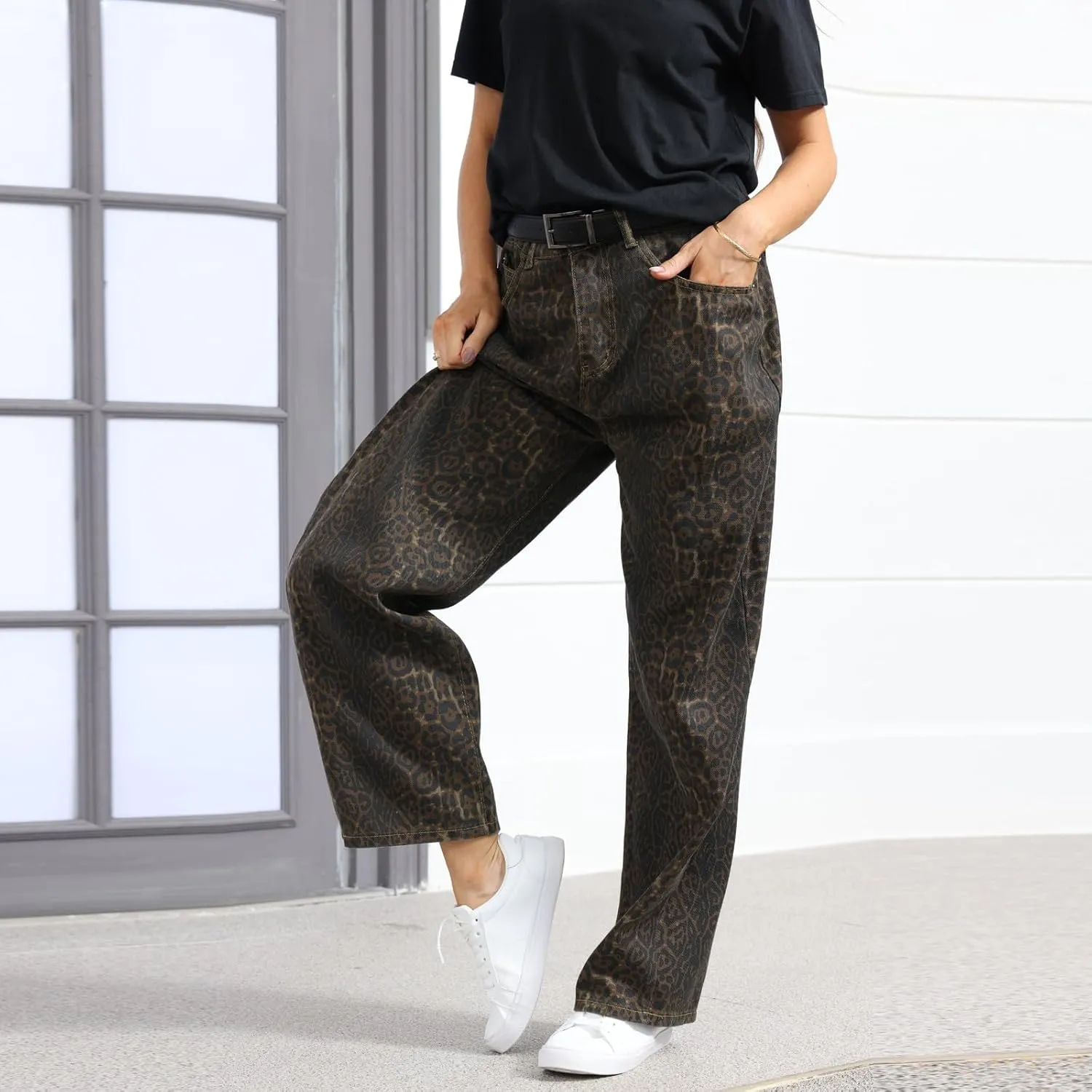 Women's Pants Sweatpants High Waisted Wide Leg Denim Pants Jeans Straight with