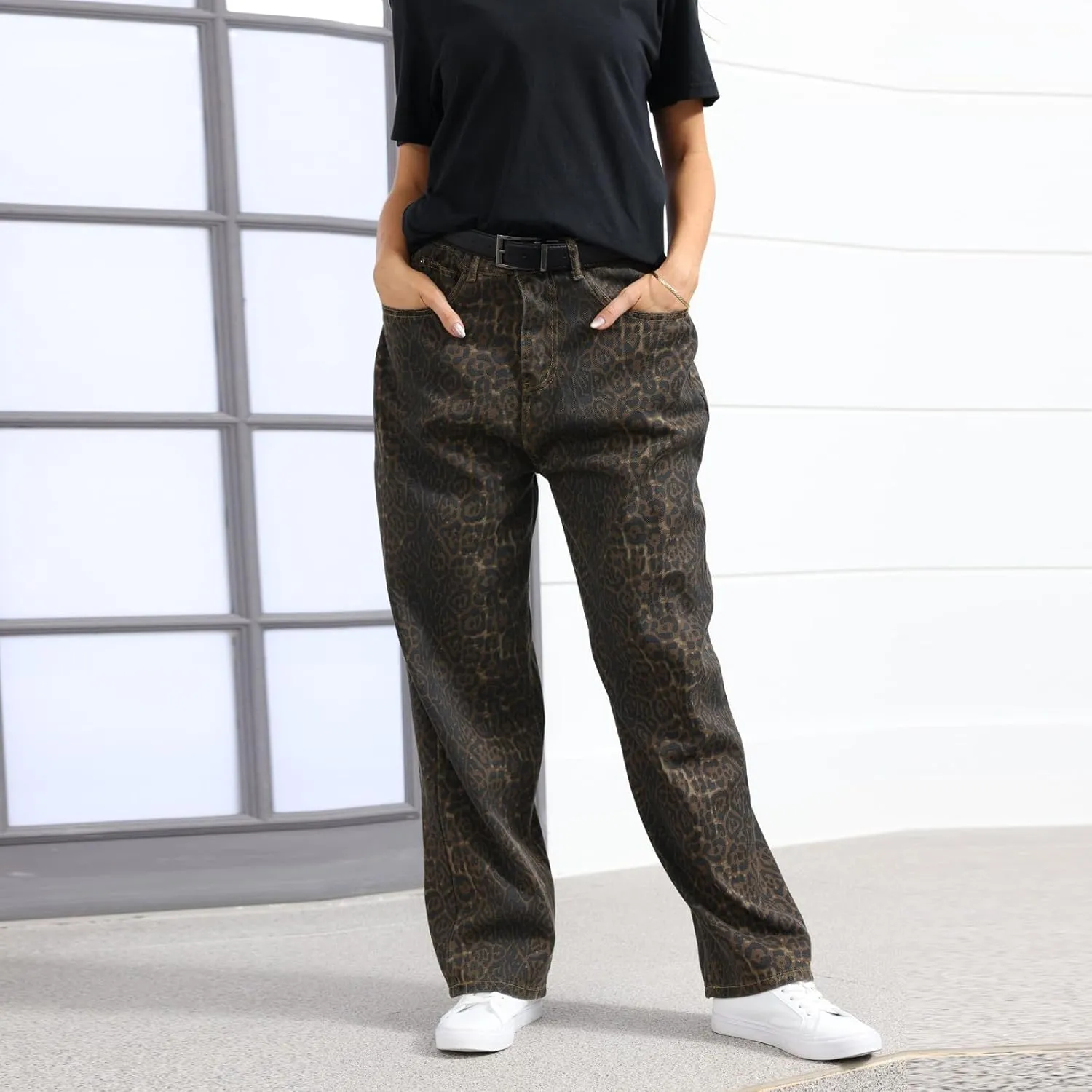 Women's Pants Sweatpants High Waisted Wide Leg Denim Pants Jeans Straight with