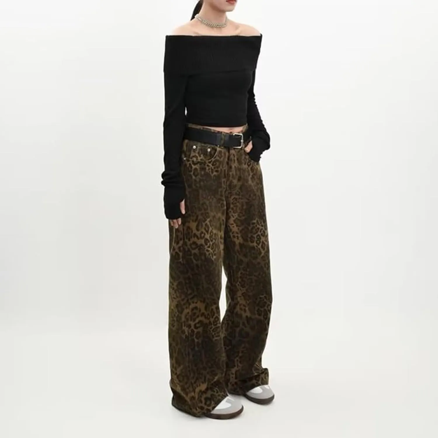 Women's Pants Sweatpants High Waisted Wide Leg Denim Pants Jeans Straight with