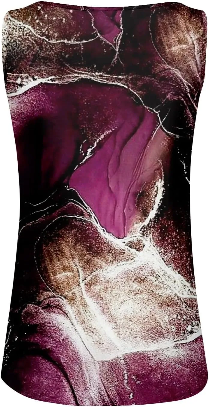 Womens Tank Tops Henley V Neck Button Printed Shirts 2025 Summer Casual Loose Fit Sleeveless Cute Tanks Tee for Women