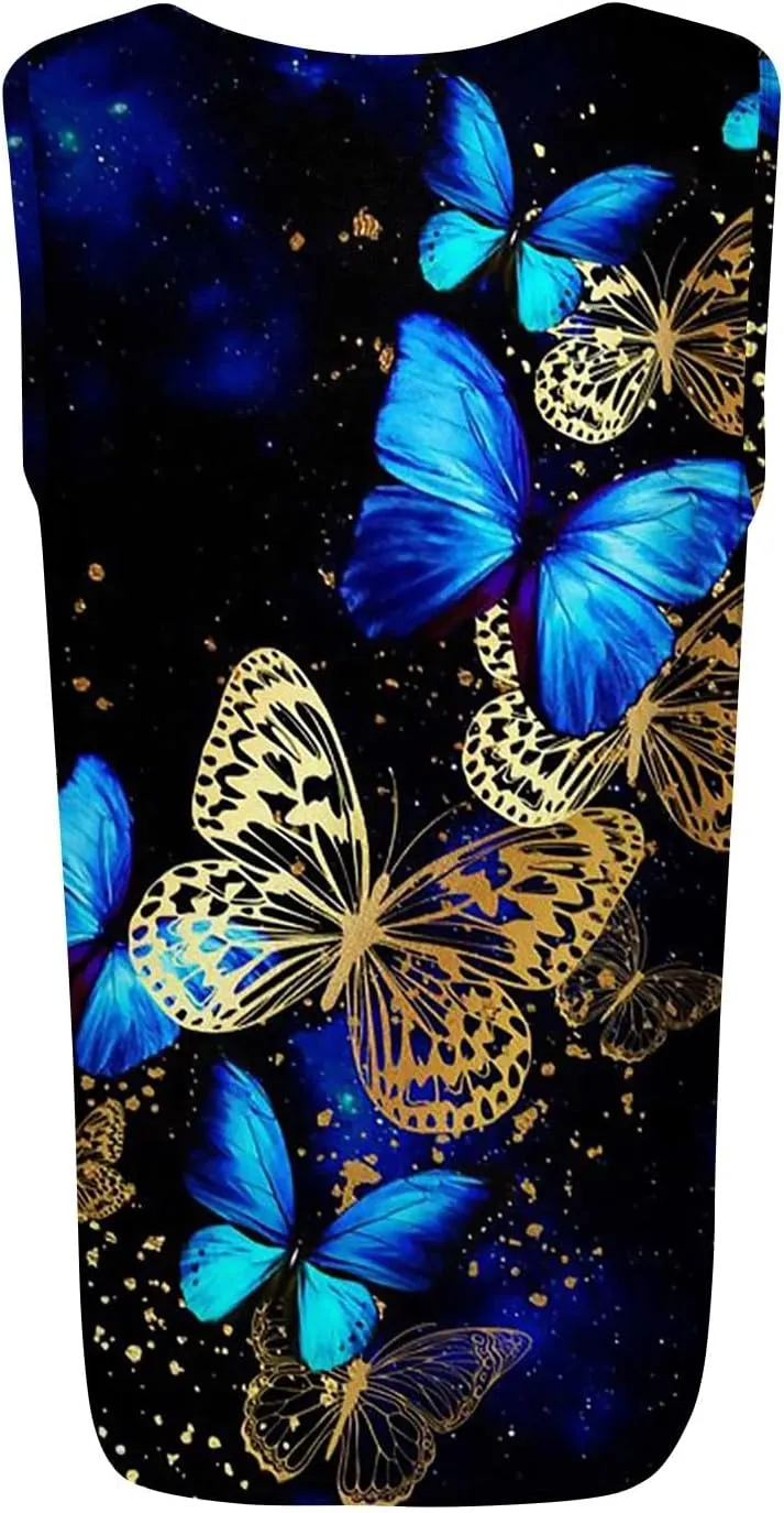 Womens Tank Tops Ruffled Square Neck Printed Shirts 2025 Summer Casual Loose Fit Sleeveless Cute Tanks Tee for Women