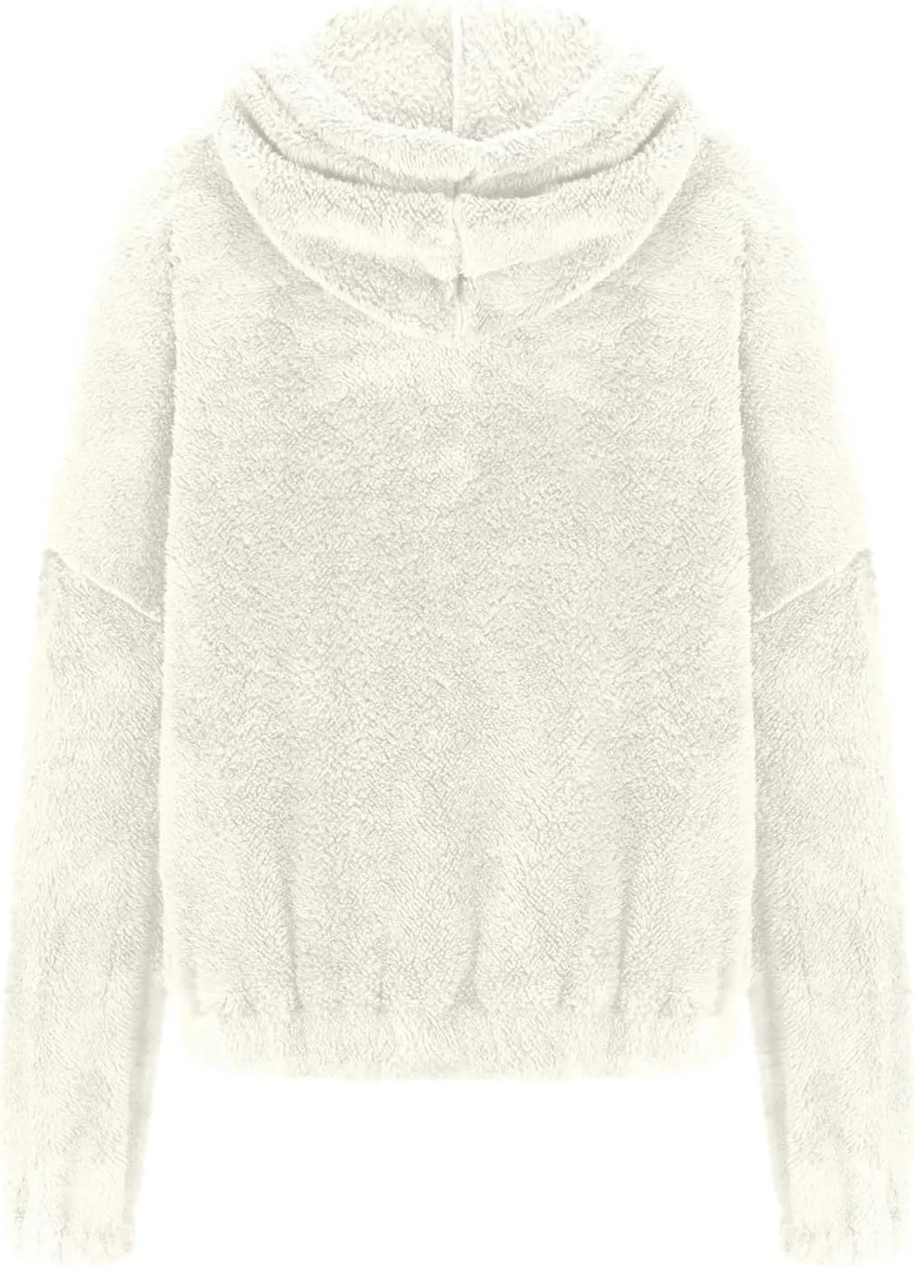 Womens Winter Fashion Sherpa Jacket Fleece Warm Drawstring Hoodie Outwear Zip Pockets Plush Sweatshirt Thick Fuzzy Coat