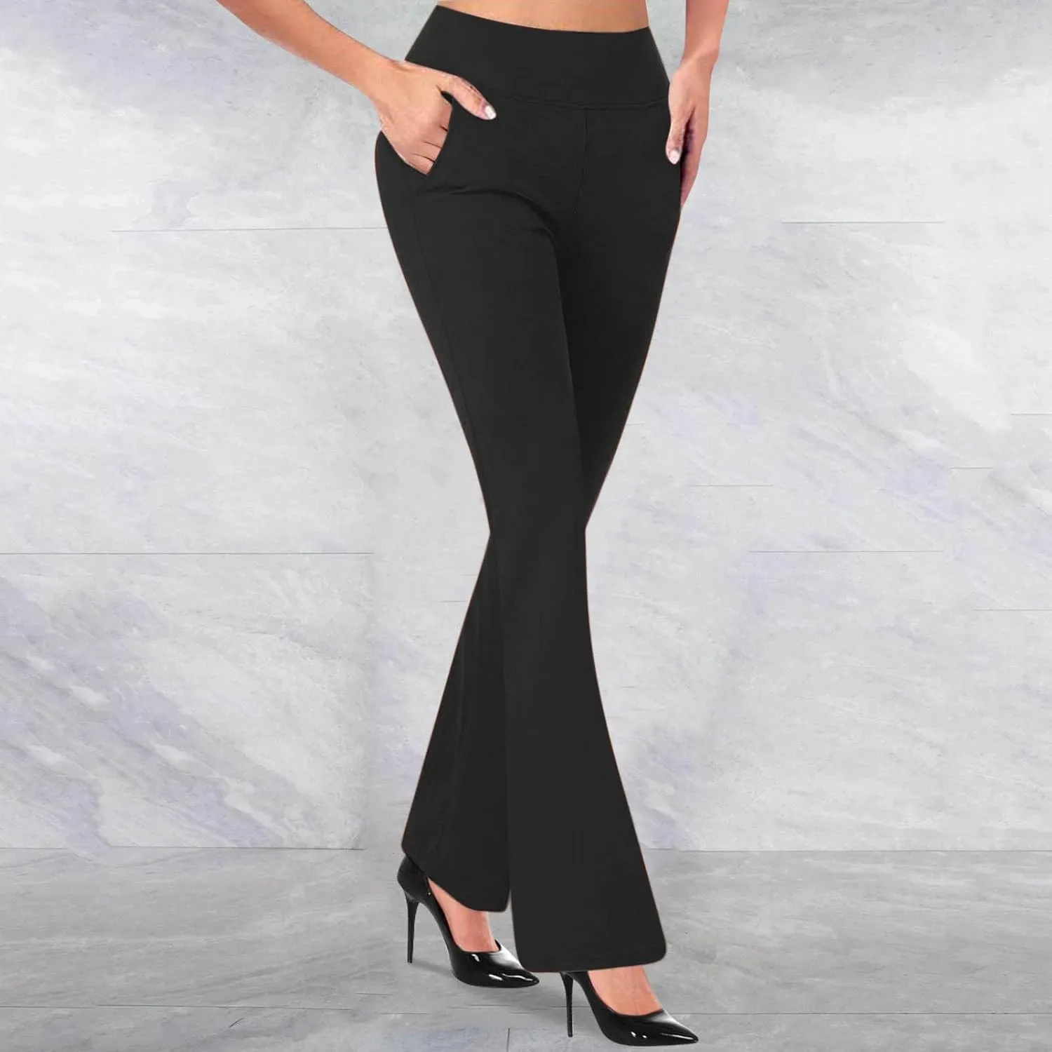 Womens Yoga Dress Pants Tretchy Pull On Straight Leg Business Casual Pants Dressy Slacks Dress Pants for Office Work