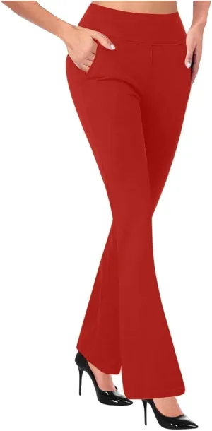 Womens Yoga Dress Pants Tretchy Pull On Straight Leg Business Casual Pants Dressy Slacks Dress Pants for Office Work