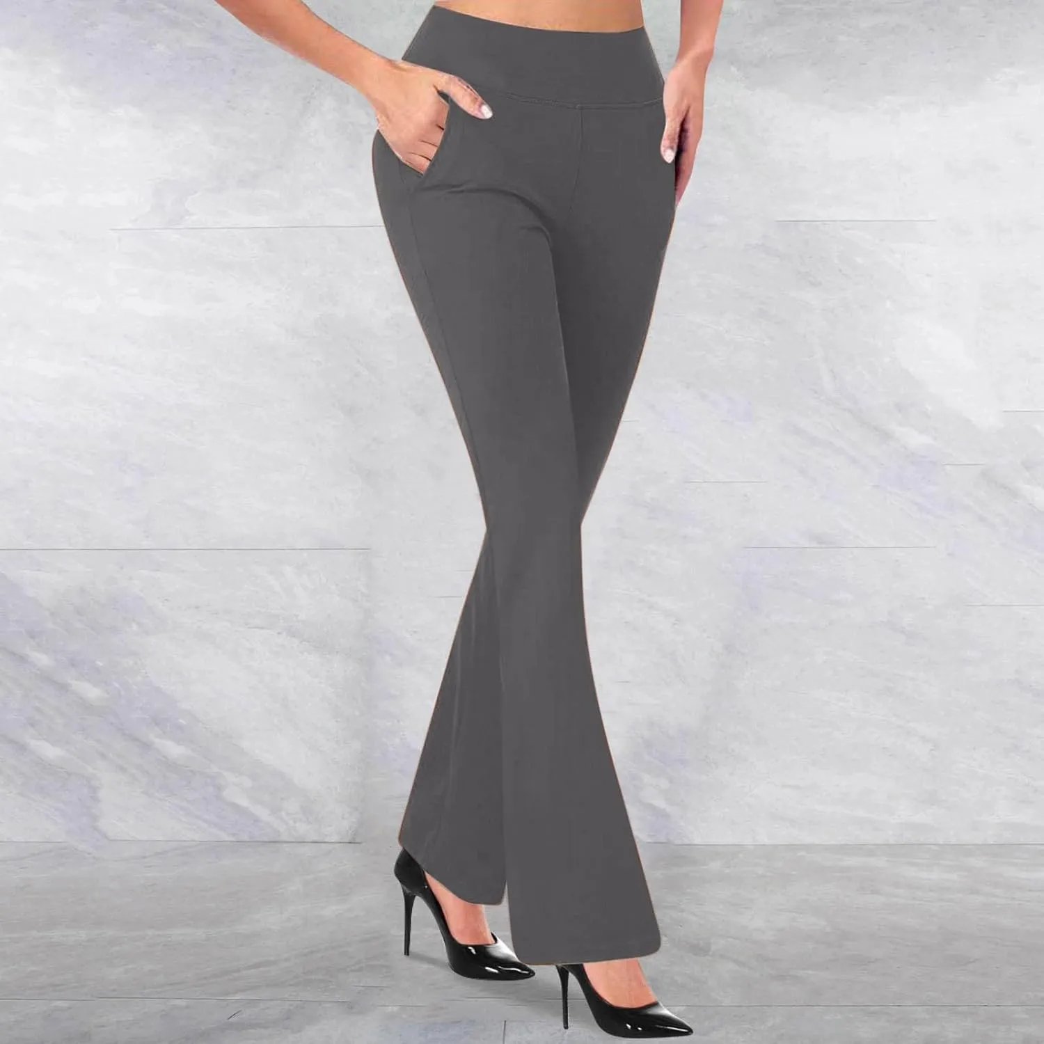 Womens Yoga Dress Pants Tretchy Pull On Straight Leg Business Casual Pants Dressy Slacks Dress Pants for Office Work