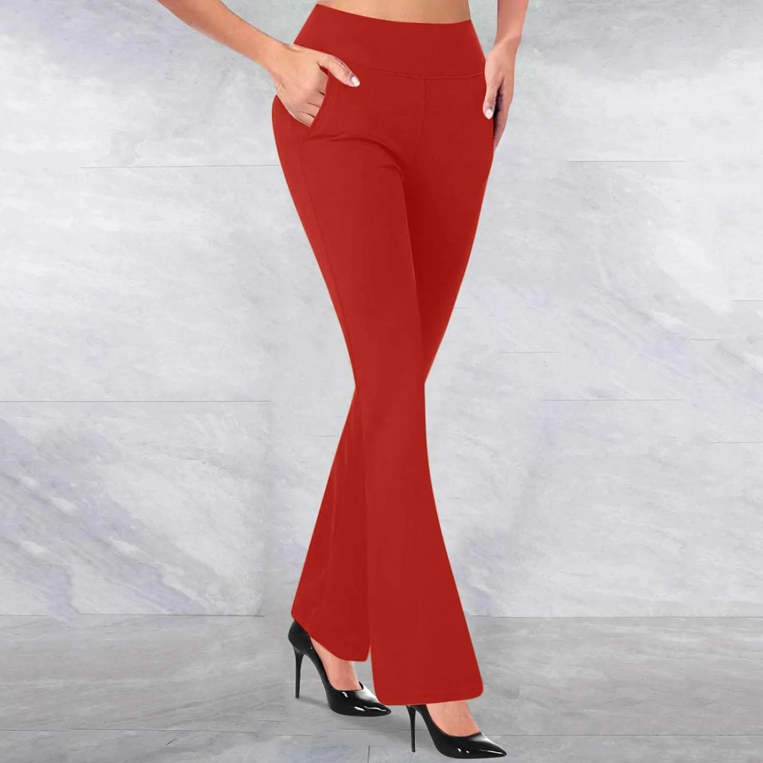 Womens Yoga Dress Pants Tretchy Pull On Straight Leg Business Casual Pants Dressy Slacks Dress Pants for Office Work