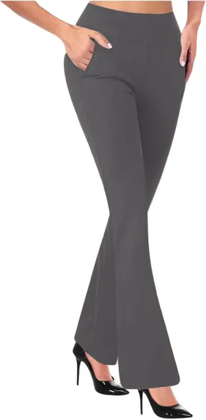 Womens Yoga Dress Pants Tretchy Pull On Straight Leg Business Casual Pants Dressy Slacks Dress Pants for Office Work