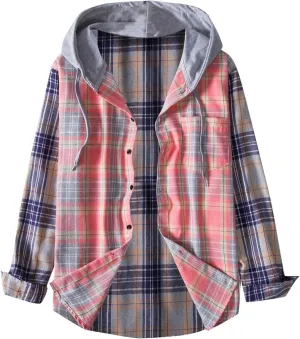 Ymosrh Men's Casual Button-Down Shirts Hooded Jackets Casual Long Sleeve Lightweight Hoodie Shirts Jacket, L-3XL