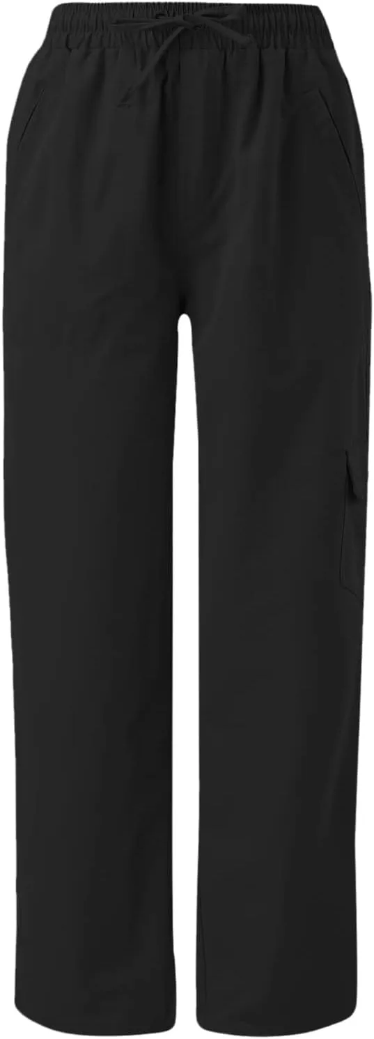 Yoga Dress Pants for Women Casual Work Business Pants Elastic Waist Plaid Pants Solid Color Travel Trousers