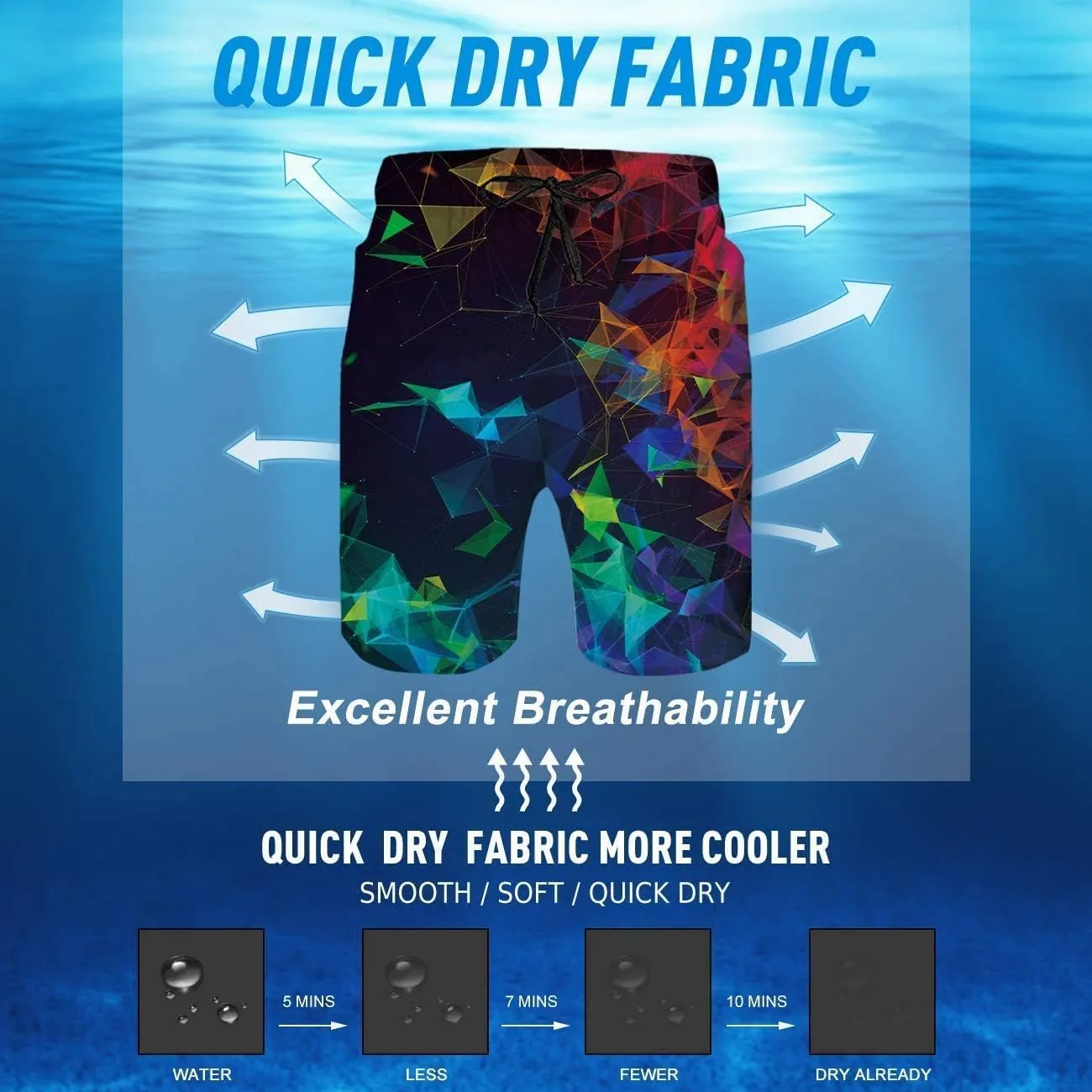 YPTBST Mens Swim Trunks Quick Dry Beach Board Shorts with Mesh Lining Swimwear Bathing Suits