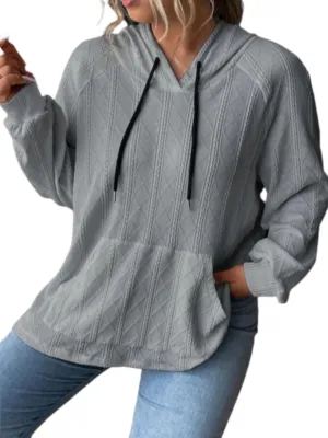 ZOCANIA Women's Hooded Knit Sweater Soft Comfy Loose Hoodies Lightweight Solid Drawstring Pullover with Kangaroo Pocket