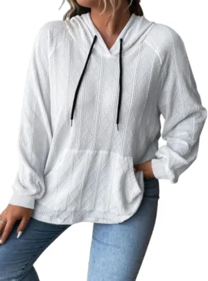 ZOCANIA Women's Hooded Knit Sweater Soft Comfy Loose Hoodies Lightweight Solid Drawstring Pullover with Kangaroo Pocket