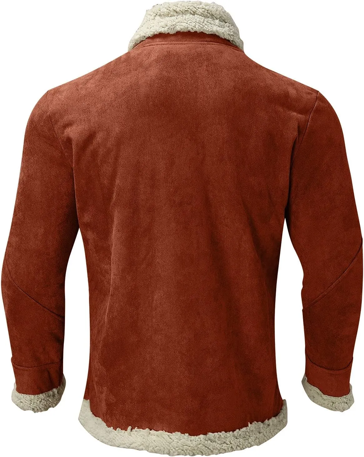 ZYXTIM Men's Suede Bomber Jackets Lapel Fleece Sherpa Lined Warm Trucker Jacket Oversized Zipper Heavyweight Trench Coat
