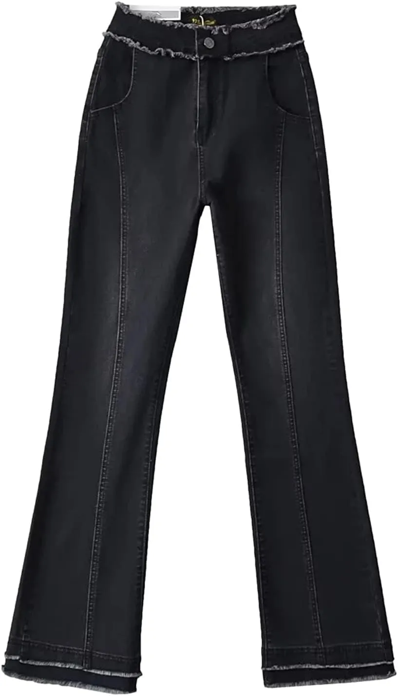 ZYXTIM Womens High Waisted Stretch Juniors Bootcut Jeans Slim Fit Shaping Tummy Control Bell Bottom Washed Long Denim Pants