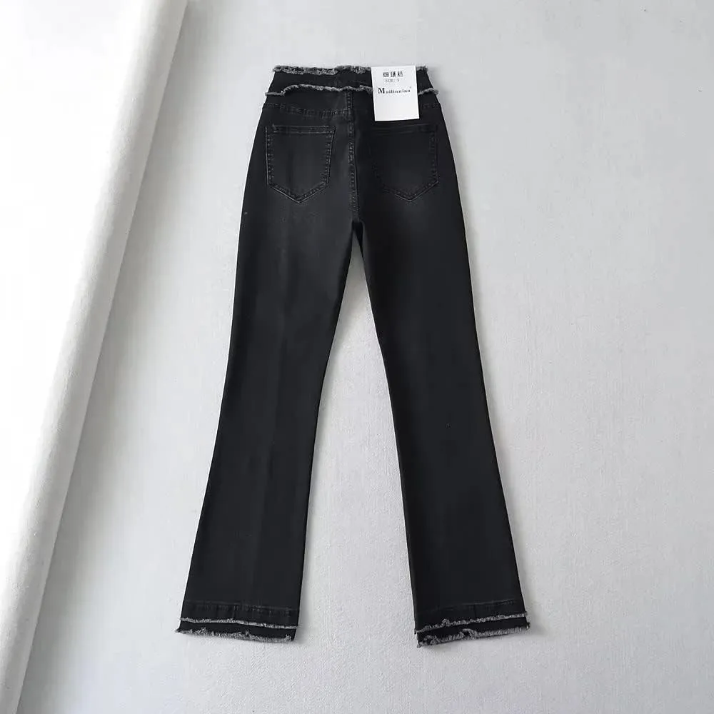 ZYXTIM Womens High Waisted Stretch Juniors Bootcut Jeans Slim Fit Shaping Tummy Control Bell Bottom Washed Long Denim Pants